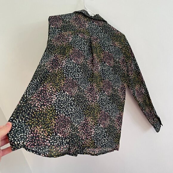 PLEIONE ANTHROPOLOGIE ANTHRO Black Multi Floral Long Sleeve Button Down Blouse S - Picture 13 of 13